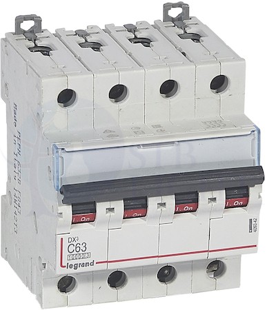 DX3 Автоматический выключатель 4P 63A (С) 10kA/16kA Legrand 409342