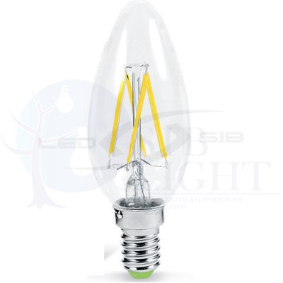 Лампа светодиодная свеча прозрачная PREMIUM Е14 6W