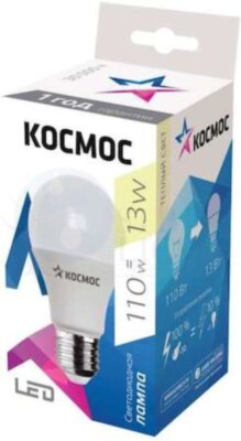 Лампа светодиодная LED A60 13Вт 220В E27 3000К Космос Lksm_LED13wA60E2730 КОСМОС Lksm_LED13wA60E2730