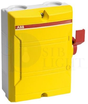 Выкл в боксе упр сбоку желтый 3р 25А IP65 BW325 Y TPN ABB 2CMA142441R1000