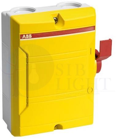 Выкл в боксе упр сбоку желтый 3р 25А IP65 BW325 Y TPN ABB 2CMA142441R1000