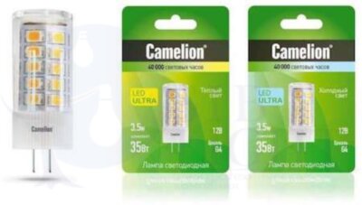 Лампа светодиодная LED3.5-JC/830/G4 3.5Вт 12В AC/DC Camelion 12665