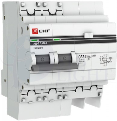 Дифференциальный автомат 2P 40А PROxima АД-2 (тип AC, 4.5 кА) EKF DA2-40-30-pro