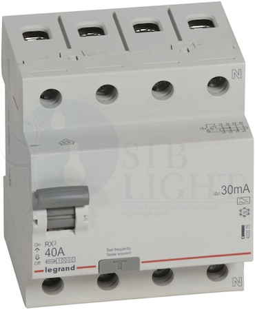Выключатель дифференциального тока 4P 40А 0.03А RX3 (тип А) Legrand 402075
