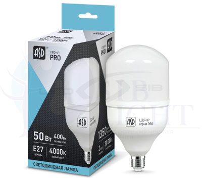 Лампа светодиодная LED-HP-PRO E27 с адаптером Е40 50W 230V 4500Lm