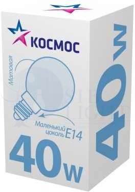Лампа накаливания Шар 40Вт E14 мат. Космос LKsmSSpFr40E14v2 КОСМОС LKsmSSpFr40E14v2