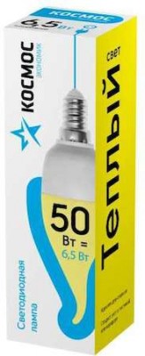 Лампа светодиодная LED BASIC CW 6.5Вт 220В E14 3000К Космос LkecLED6.5wCWE1430 КОСМОС LkecLED6.5wCWE1430