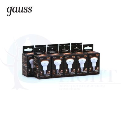Лампа Gauss LED R50 E14 6W 500lm 3000K 1/10/50