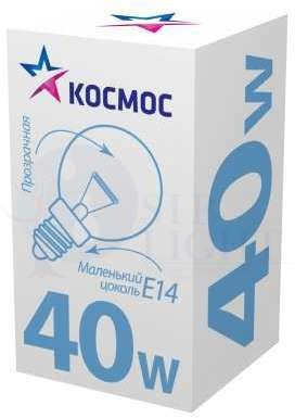 Лампа накаливания Шар 40Вт E14 прозр. Космос LKsmSSpCL40E14v2 КОСМОС LKsmSSpCL40E14v2