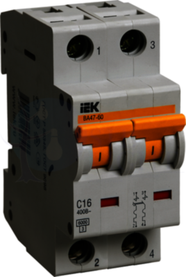 Автомат 2P 6А ВА47-60 (6 кА, C) IEK MVA41-2-006-C