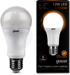 Лампа LED A60 E27 12W 3000K Gauss 102502112