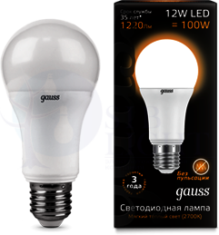 Лампа LED A60 E27 12W 3000K Gauss 102502112