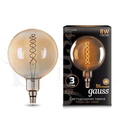 Лампа Gauss LED Vintage Filament Flexible G200 8W E27 200*300mm Amber 620lm 2400K 1/6