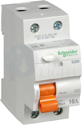 Выключатель дифференциального тока 2P 16А 10мА Домовой (тип AC) Schneider Electric 11454