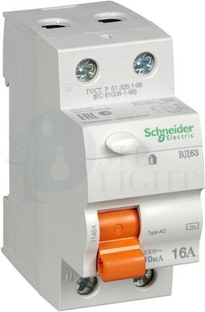 Выключатель дифференциального тока 2P 16А 10мА Домовой (тип AC) Schneider Electric 11454