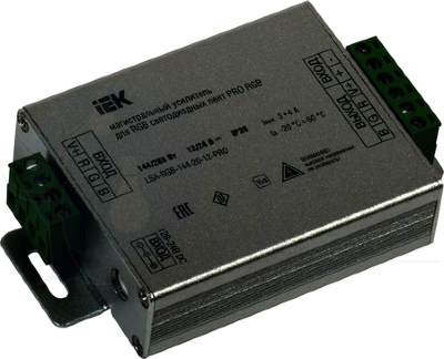 Магистральный усилитель PRO RGB 3 канала 12В, 4А, 144Вт IEK LSA-RGB-144-20-12-PRO