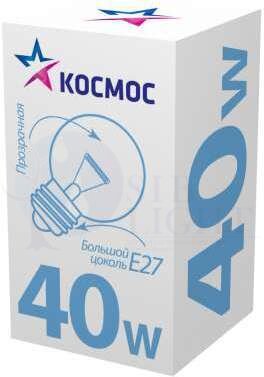 Лампа накаливания Шар 40Вт E27 прозр. Космос LKsmSSpCL40E27v2 КОСМОС LKsmSSpCL40E27v2