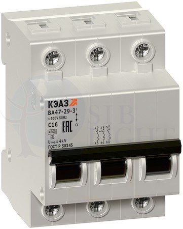 Автомат 3P 2А ВА47-29 (4.5 кА, C) КЭАЗ 253160