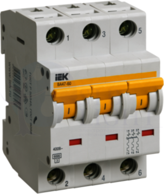 Автомат 3P 2А ВА47-60 (6 кА, C) IEK MVA41-3-002-C