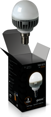 Лампа Gauss LED Globe 5W E14 2700K 1/10/100