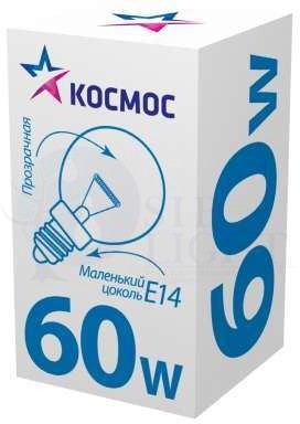 Лампа накаливания Шар 60Вт E14 прозр. Космос LKsmSSpCL60E14v2 КОСМОС LKsmSSpCL60E14v2