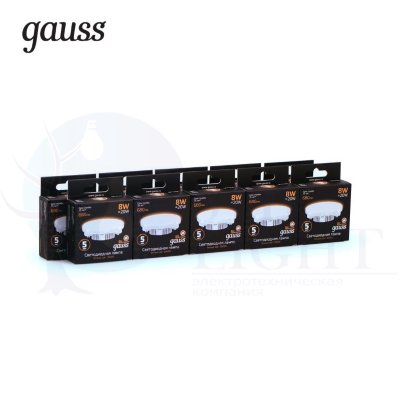 Лампа Gauss LED GX53 8W 680lm 3000K 1/10/100