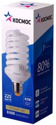 Лампа люминесцентная компакт. SPC 45Вт E27 спиральная 2700К Т3 КОСМОС LKsmT3SPC45wE2727 КОСМОС LKsmT3SPC45wE2727