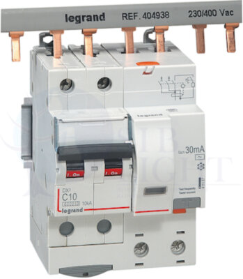 Дифференциальный автомат 2P 10А DX3 (тип AC, 6 кА) Legrand 411157