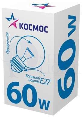 Лампа накаливания Шар 60Вт E27 прозр. Космос LKsmSSpCL60E27v2 КОСМОС LKsmSSpCL60E27v2