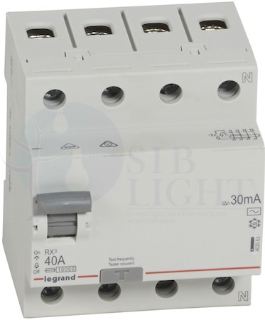 Выключатель дифференциального тока 4P 40А 0.03А RX3 (тип AC) Legrand 402063