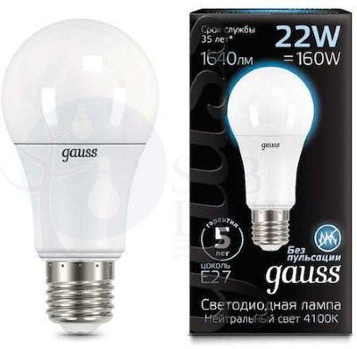 Лампа LED A70 22W E27 4100K 1/10/50 Gauss 102502222