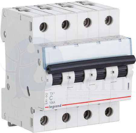 Автомат 4P 63А TX3 (6 кА, C) Legrand 404076