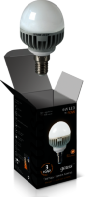 Лампа Gauss LED Globe 6W E14 2700K 1/10/100