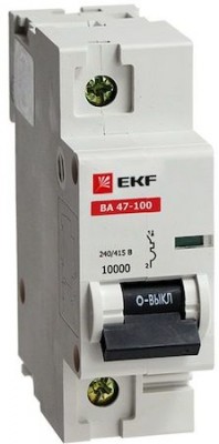 Автоматический выключатель ВА 47-100, 1P 50А (D) 10kA EKF mcb47100-1-50D