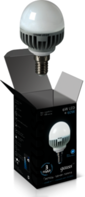 Лампа Gauss LED Globe 6W E14 4100K 1/10/100