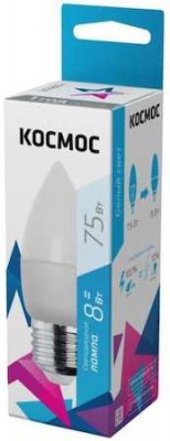 Лампа светодиодная LED CN 8Вт 220В E27 4500К Космос Lksm_LED8wCNE2745 КОСМОС Lksm_LED8wCNE2745