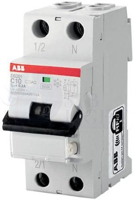 Дифференциальный автомат 1P+N 10А DS201 (тип AC, 6 кА) ABB 2CSR255040R1104