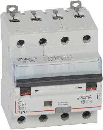 Дифференциальный автомат 4P 10А DX3 (тип AC, 10 кА) Legrand 411185