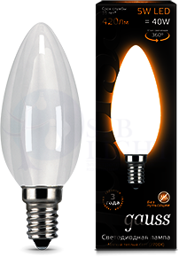 Лампа LED Filament Candle Opal E14 5W 2700К 1/10/50 Gauss 103201105