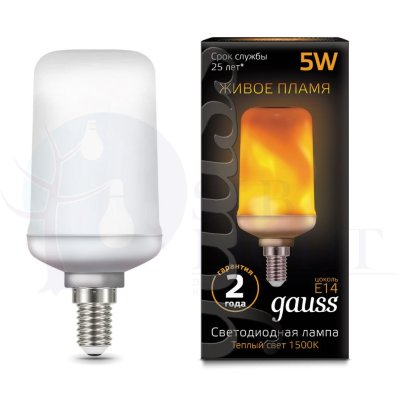 Лампа Gauss LED T65 Flame 5W E14 20-80lm 1500K 1/10/100