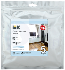 Лента светодиодная 5м LSR-2835W120-9,6-IP20-12В IEK