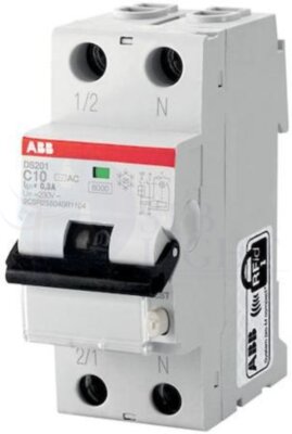 Дифференциальный автомат 1P+N 10А DS201 (тип AC, 6 кА) ABB 2CSR255140R0105
