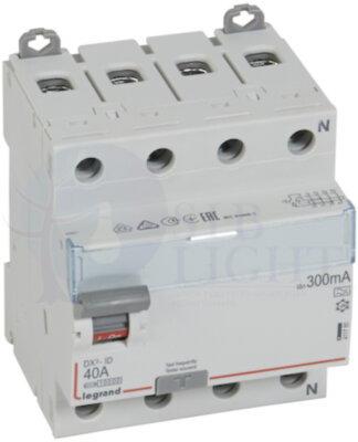 Выключатель дифференциального тока 4P 40А 0.3А DX3 (тип А) Legrand 411780