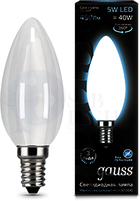 Лампа LED Filament Candle Opal E14 5W 4100К 1/10/50 Gauss 103201205