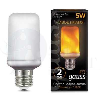 Лампа Gauss LED T65 Flame 5W E27 20-80lm 1500K 1/10/100
