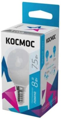 Лампа светодиодная LED GL45 8Вт 220В E14 4500К Космос Lksm_LED8wGL45E1445 КОСМОС Lksm_LED8wGL45E1445