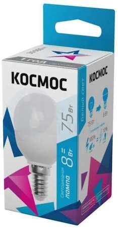 Лампа светодиодная LED GL45 8Вт 220В E14 4500К Космос Lksm_LED8wGL45E1445 КОСМОС Lksm_LED8wGL45E1445