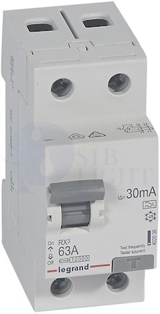 Выключатель дифференциального тока 2P 63А 0.03А RX3 (тип А) Legrand 402038