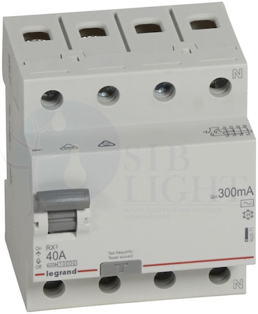 Выключатель дифференциального тока 4P 40А 0.3А RX3 (тип AC) Legrand 402071