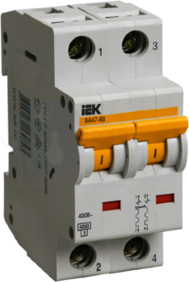Автомат 2P 2А ВА47-60 (6 кА, C) IEK MVA41-2-002-C